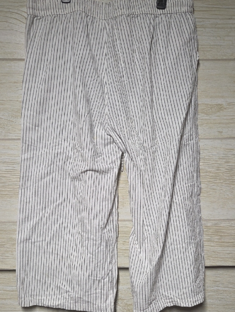 Lightweight Striped Drawstring Pants - White with Black Stripes - Picture 4 of 5